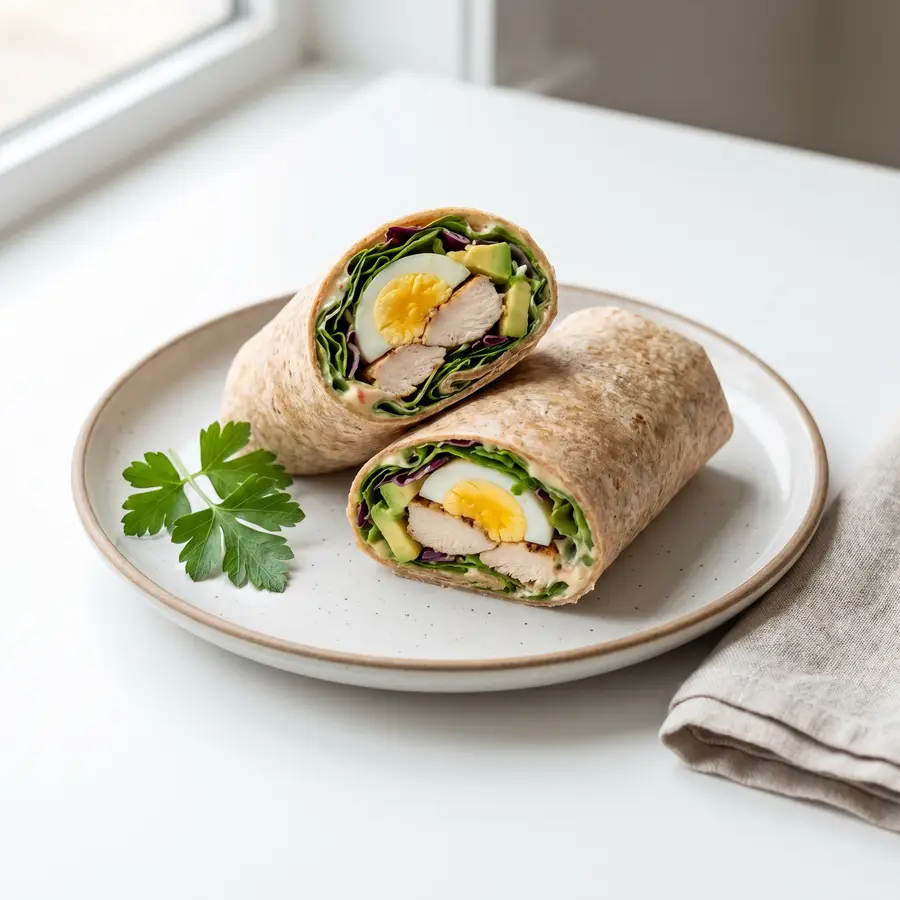 clean chicken breast boiled egg wrap recipe