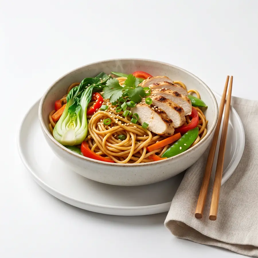 สูตรบะหมี่ผักอกไก่